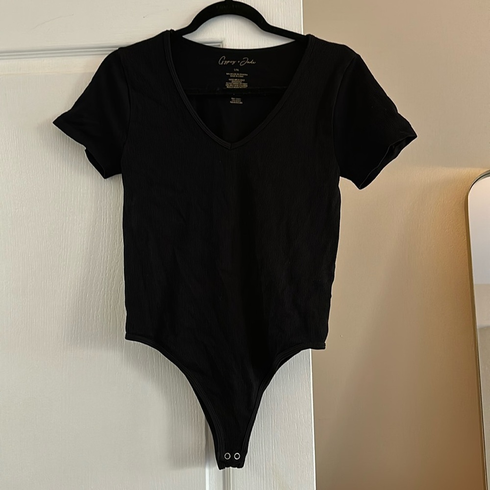 Black ribbed bodysuit